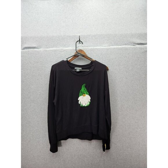 Cynthia Rowley Black Sweatshirt With Gnome Embroidery - Picture 1 of 6